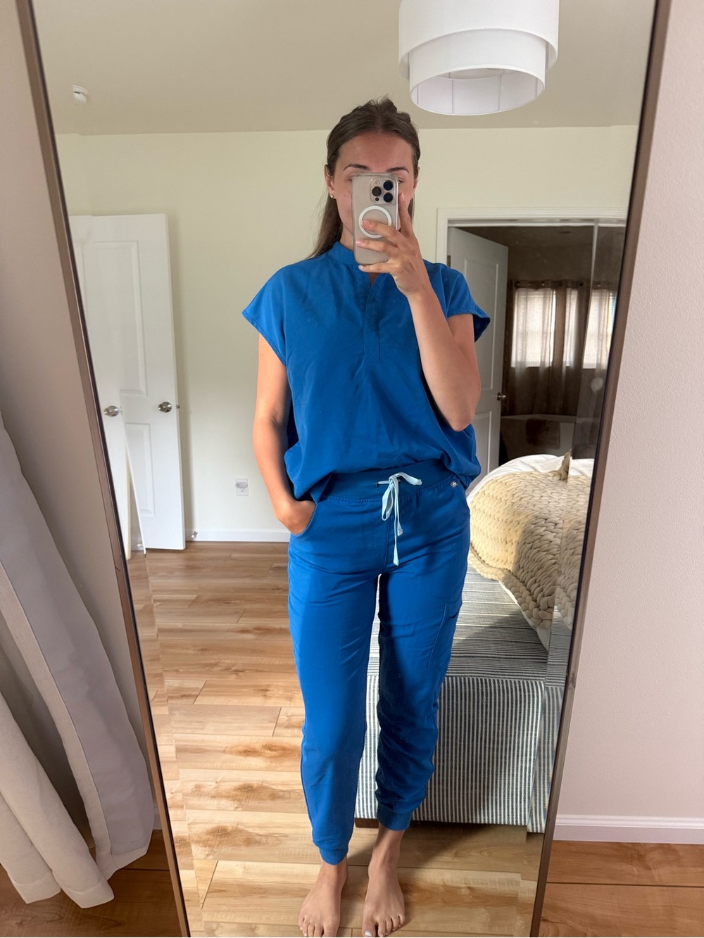 Figs Royal Blue Scrub Top and Jogger Set